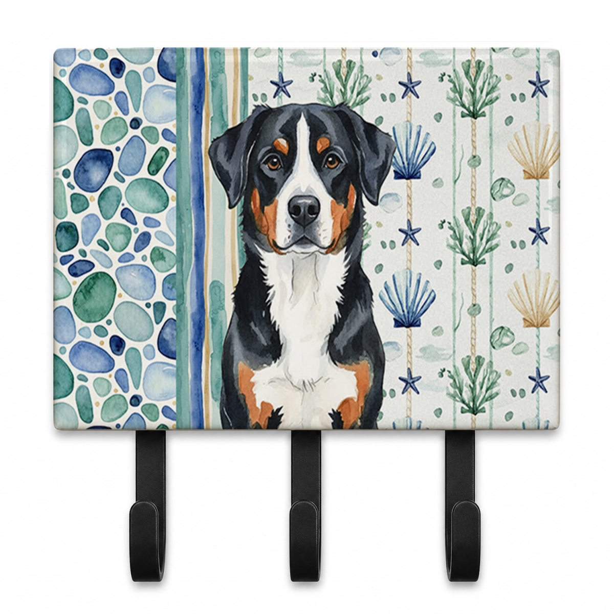 WDK7059TH68 9 x 6 in. Greater Swiss Mountain Dog Coastal Sea Glass Leash or Key Holder