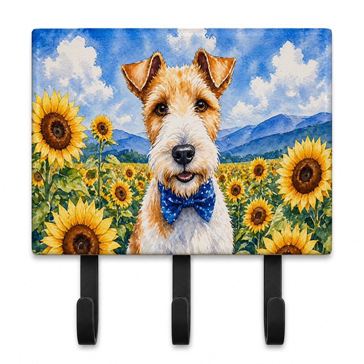 DAC6079TH68 9 x 6 in. Fox Terrier in Sunflowers Leash or Key Holder