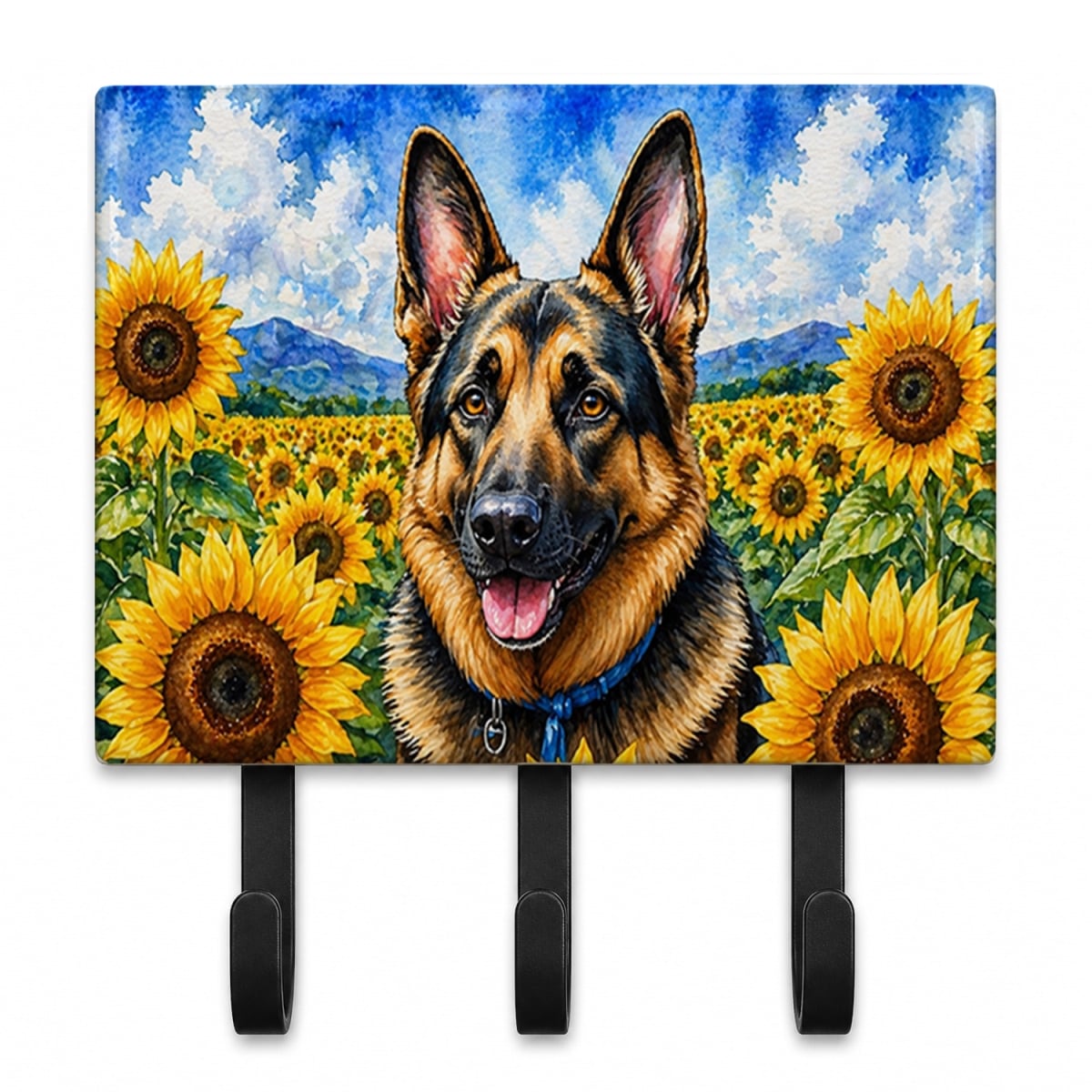DAC6084TH68 9 x 6 in. German Shepherd in Sunflowers Leash or Key Holder