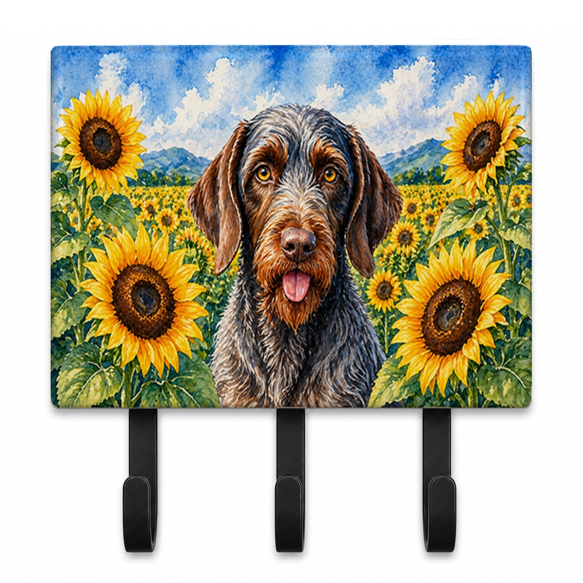 DAC6086TH68 9 x 6 in. German Wirehaired Pointer in Sunflowers Leash or Key Holder