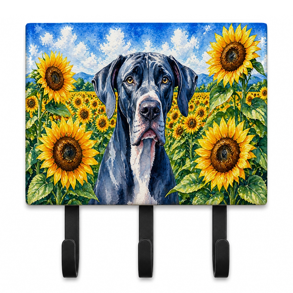 DAC6091TH68 9 x 6 in. Great Dane in Sunflowers Leash or Key Holder