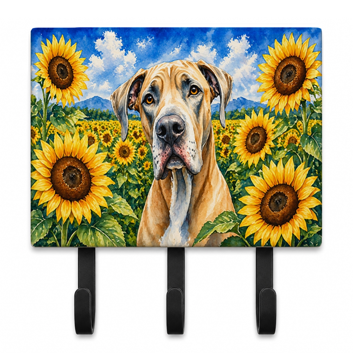 DAC6092TH68 9 x 6 in. Great Dane in Sunflowers Leash or Key Holder