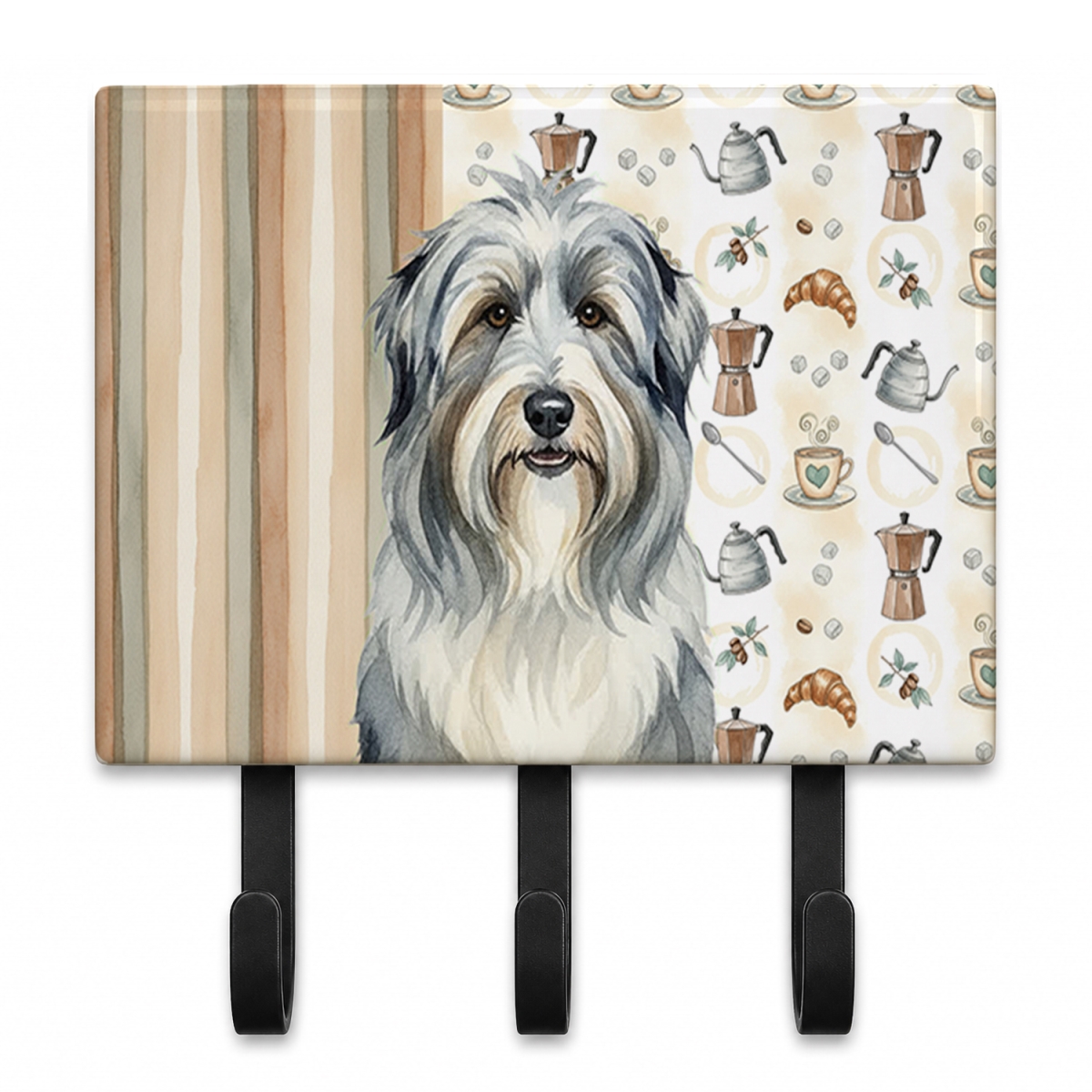 WDK7303TH68 9 x 6 in. Bearded Collie Coffee Bar Leash or Key Holder