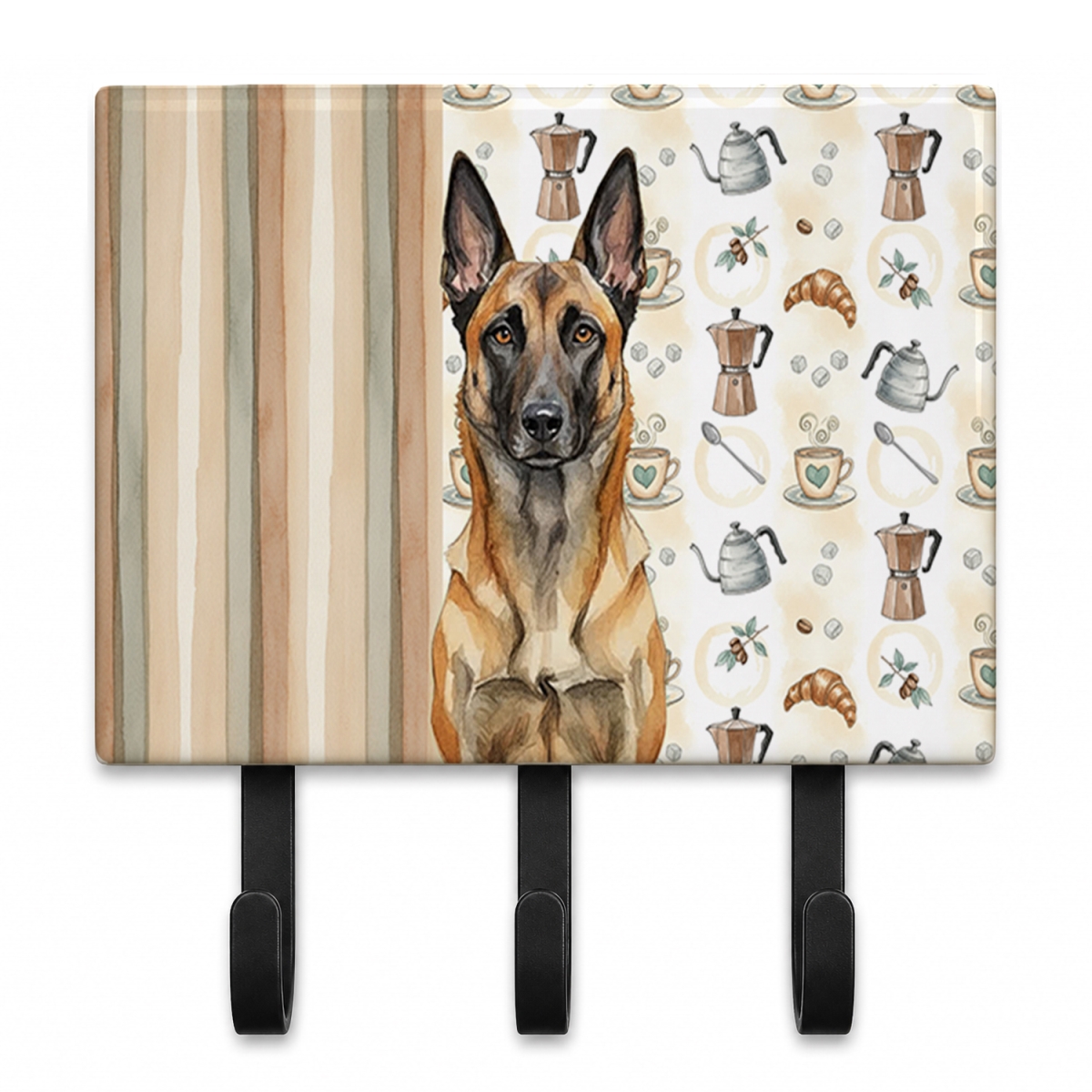 WDK7308TH68 9 x 6 in. Belgian Malinois Coffee Bar Leash or Key Holder