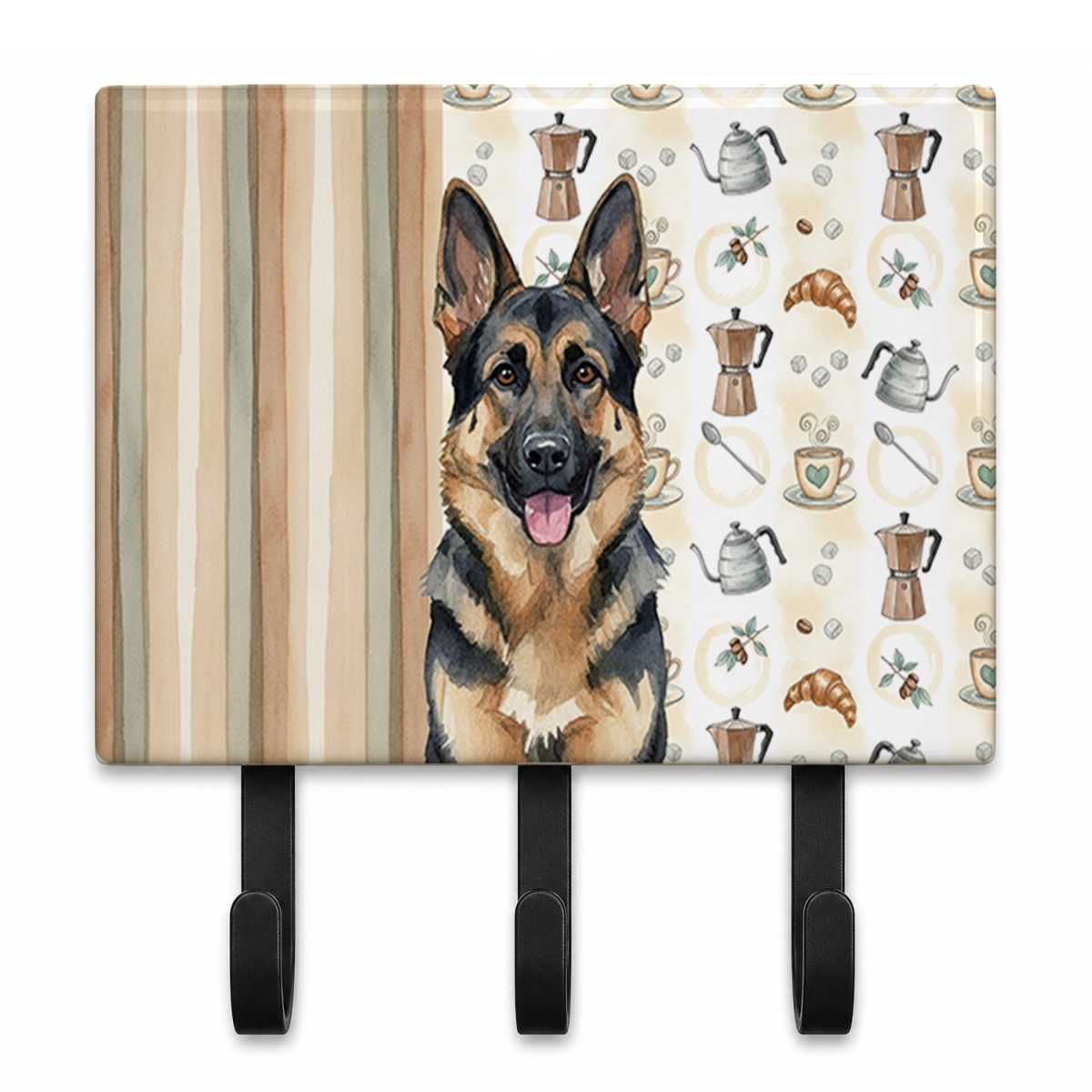 WDK7446TH68 9 x 6 in. German Shepherd Coffee Bar Leash or Key Holder