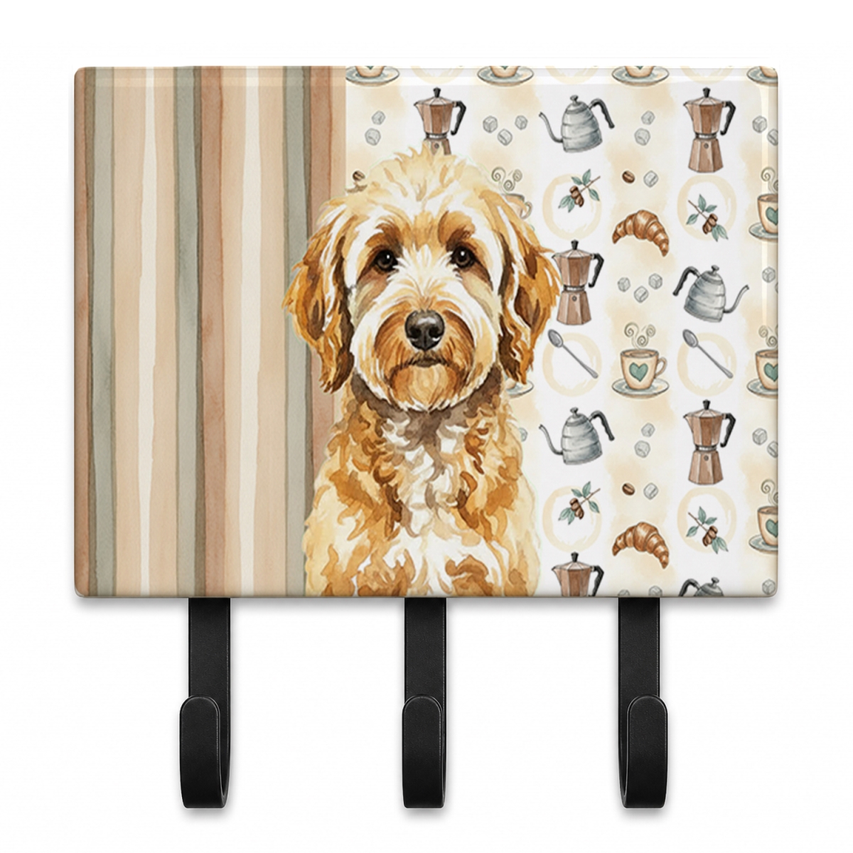 WDK7452TH68 9 x 6 in. Goldendoodle Coffee Bar Leash or Key Holder