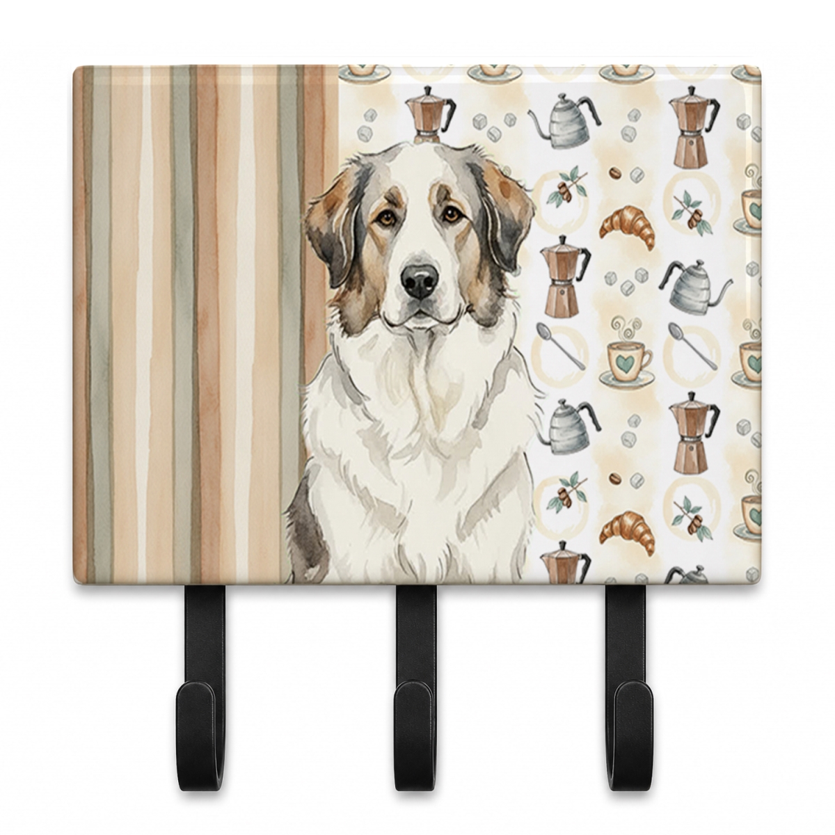 WDK7456TH68 9 x 6 in. decalr Great Pyrenees Coffee Bar Leash or Key Holder