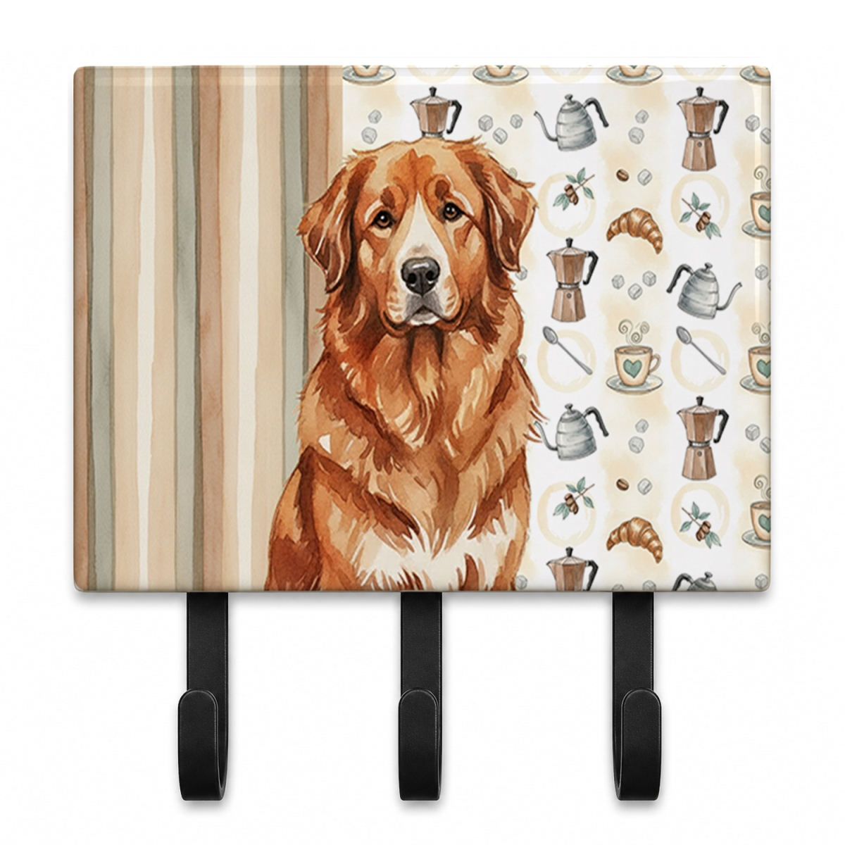 WDK7457TH68 9 x 6 in. Reddish Brown Great Pyrenees Coffee Bar Leash or Key Holder