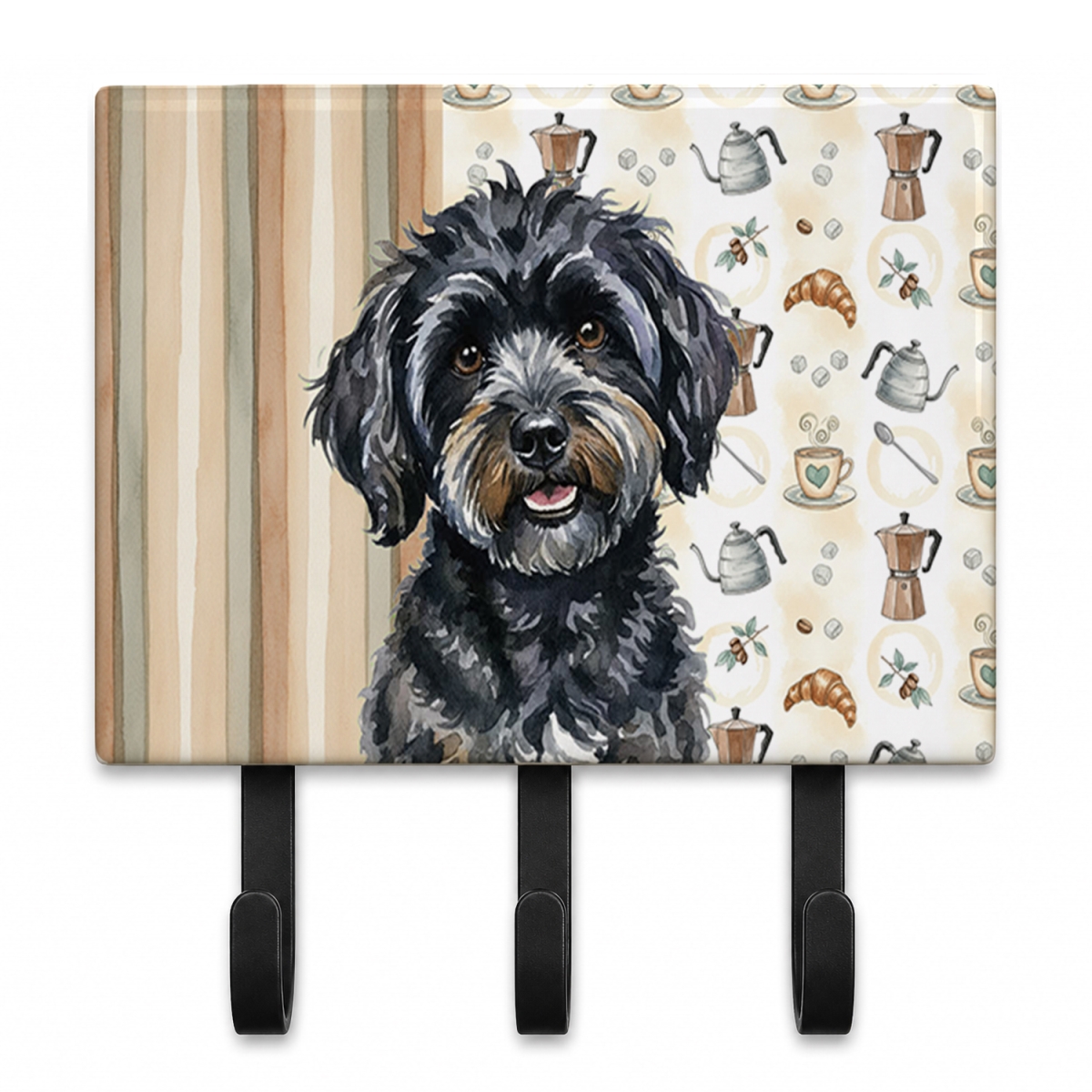 WDK7467TH68 9 x 6 in. Black Havanese Coffee Bar Leash or Key Holder