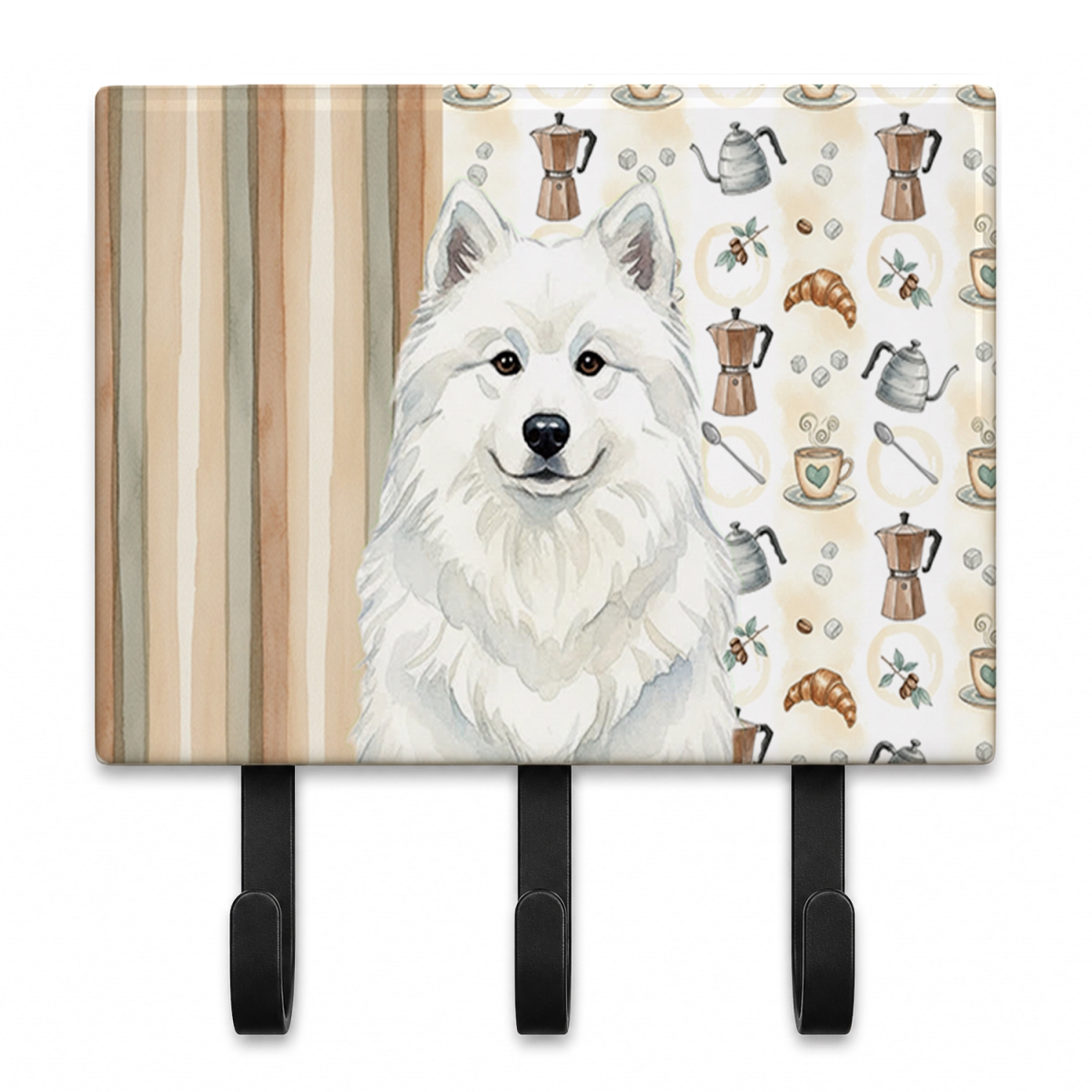 WDK7599TH68 9 x 6 in. White Samoyed Coffee Bar Leash or Key Holder