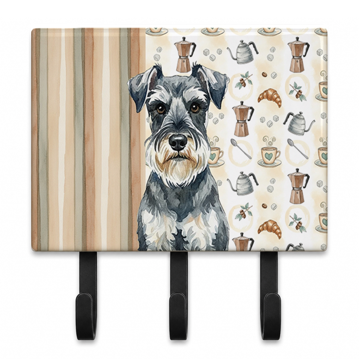 WDK7601TH68 9 x 6 in. Schnauzer Coffee Bar Leash or Key Holder