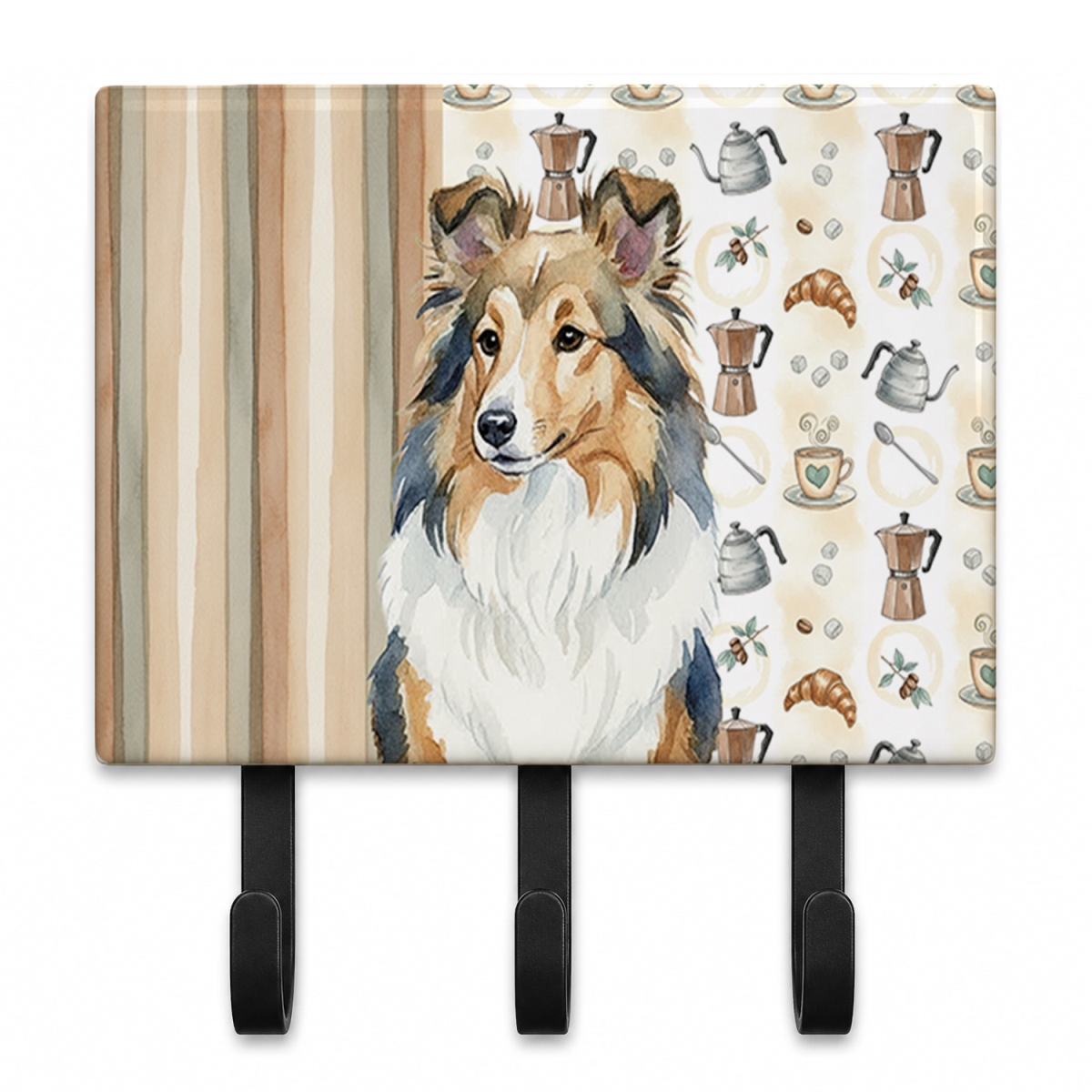 WDK7612TH68 9 x 6 in. Sable Sheltie Coffee Bar Leash or Key Holder