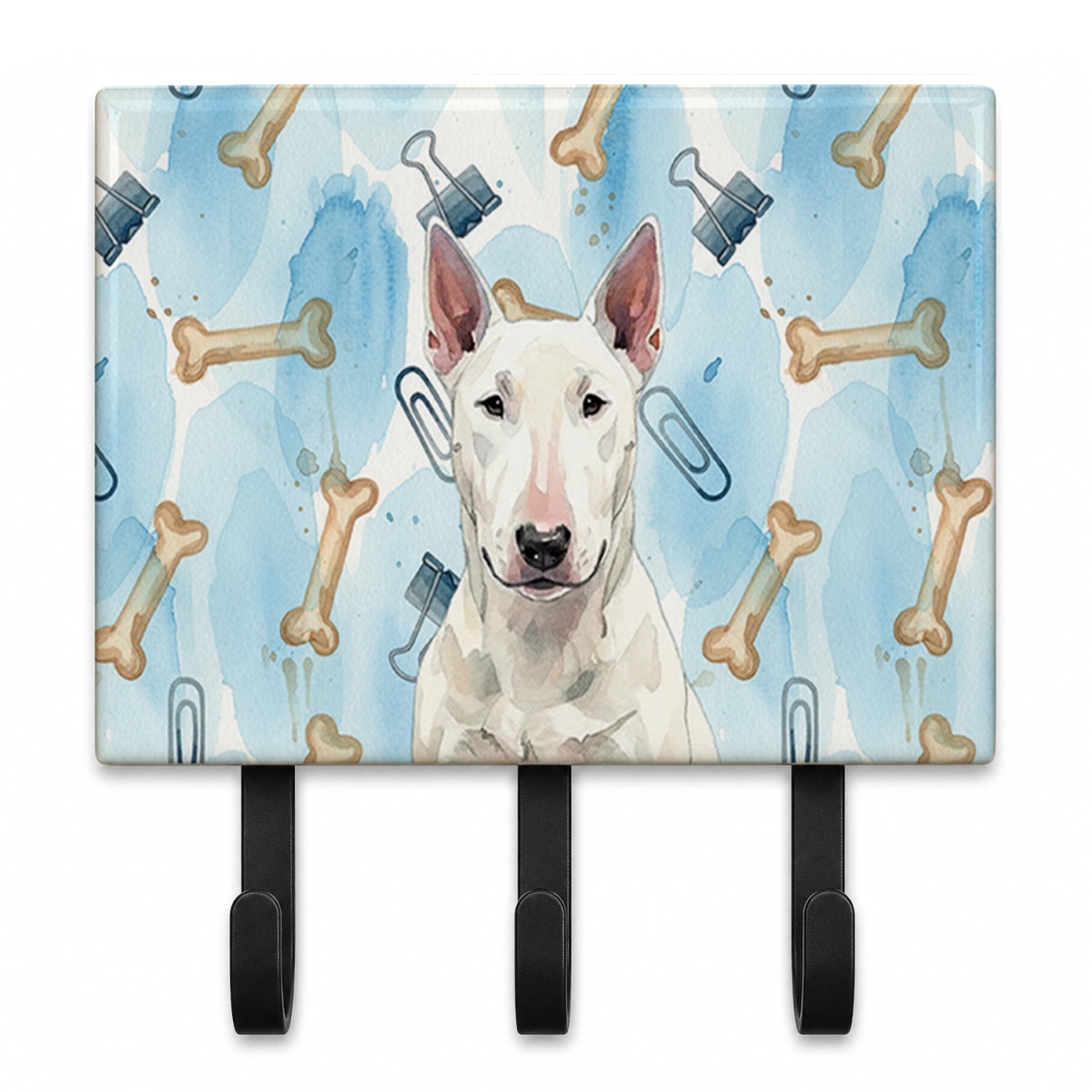 DAC9212TH68 9 x 6 in. White Bull Terrier Coworker Leash or Key Holder