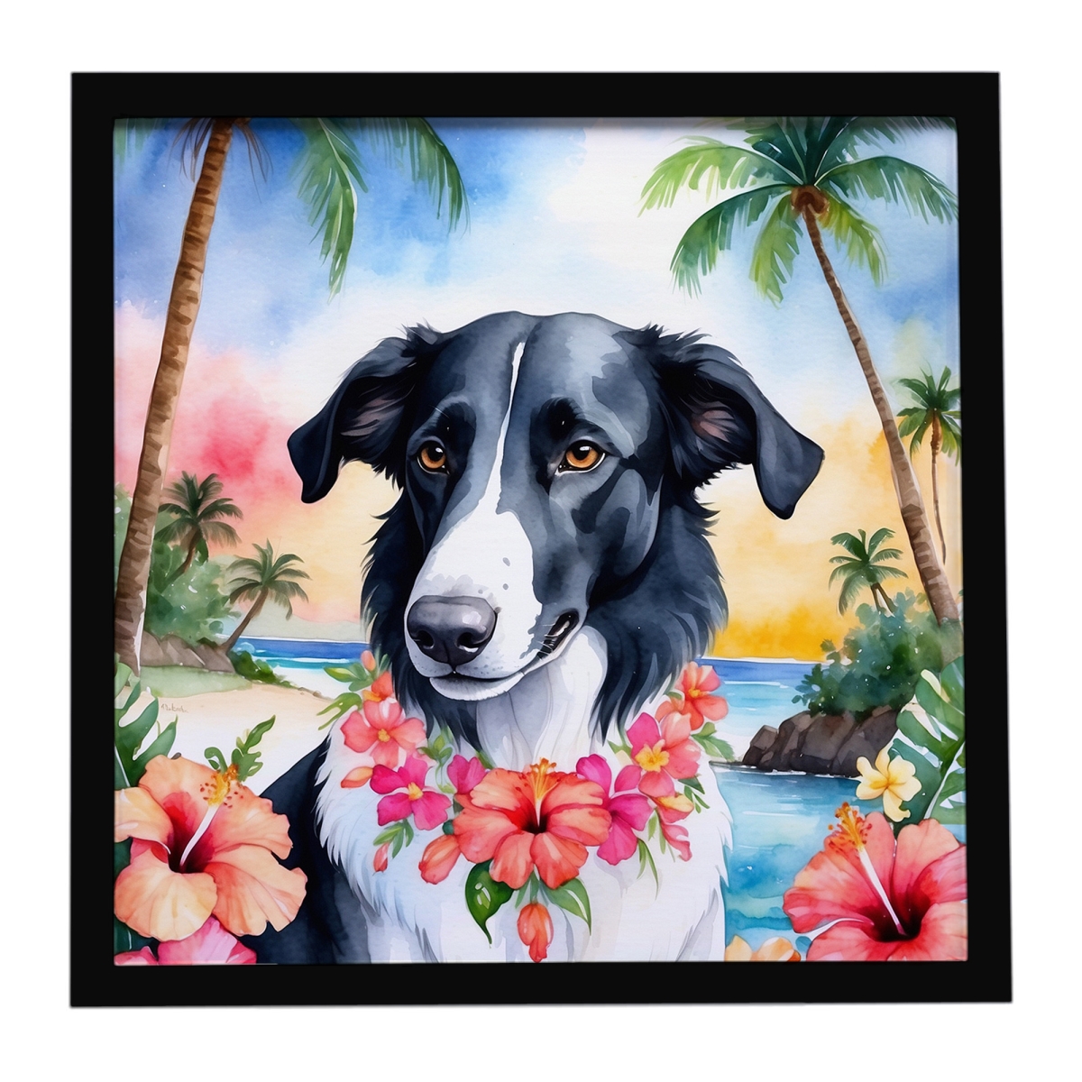 DAC6379MFP88 8 x 8 in. Borzoi Luau Framed Metal Print