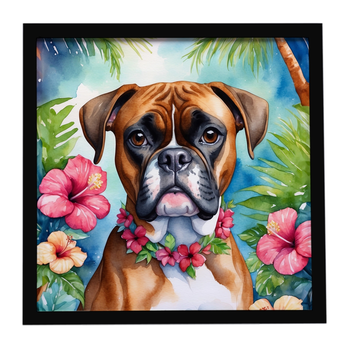 DAC6388MFP88 8 x 8 in. Boxer Luau Framed Metal Print