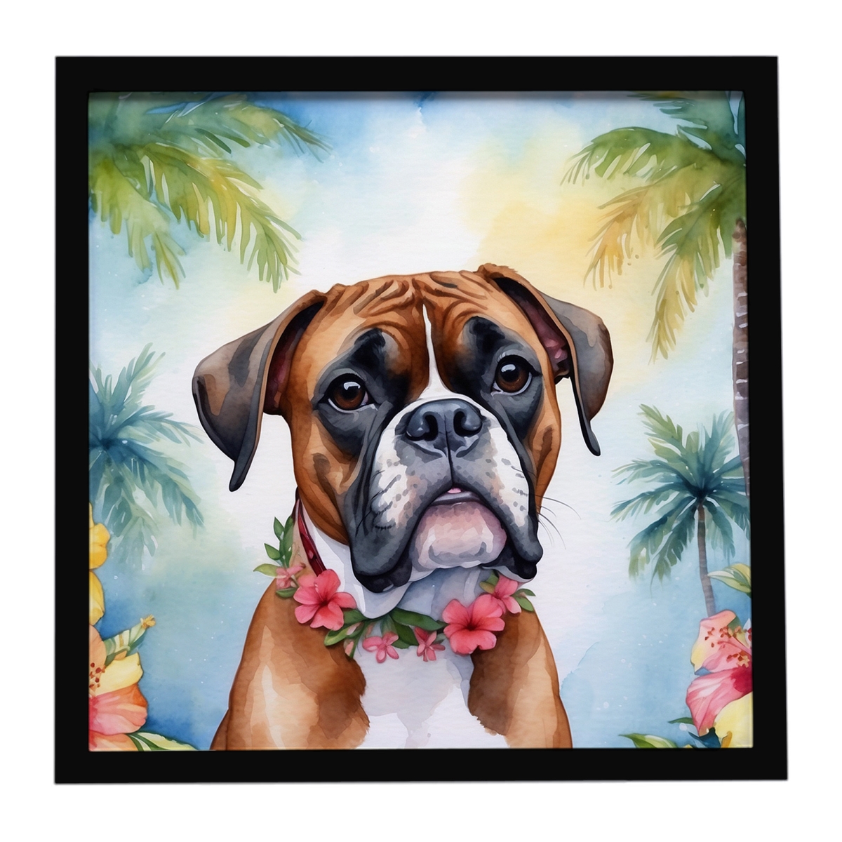 DAC6389MFP88 8 x 8 in. Boxer Luau Framed Metal Print