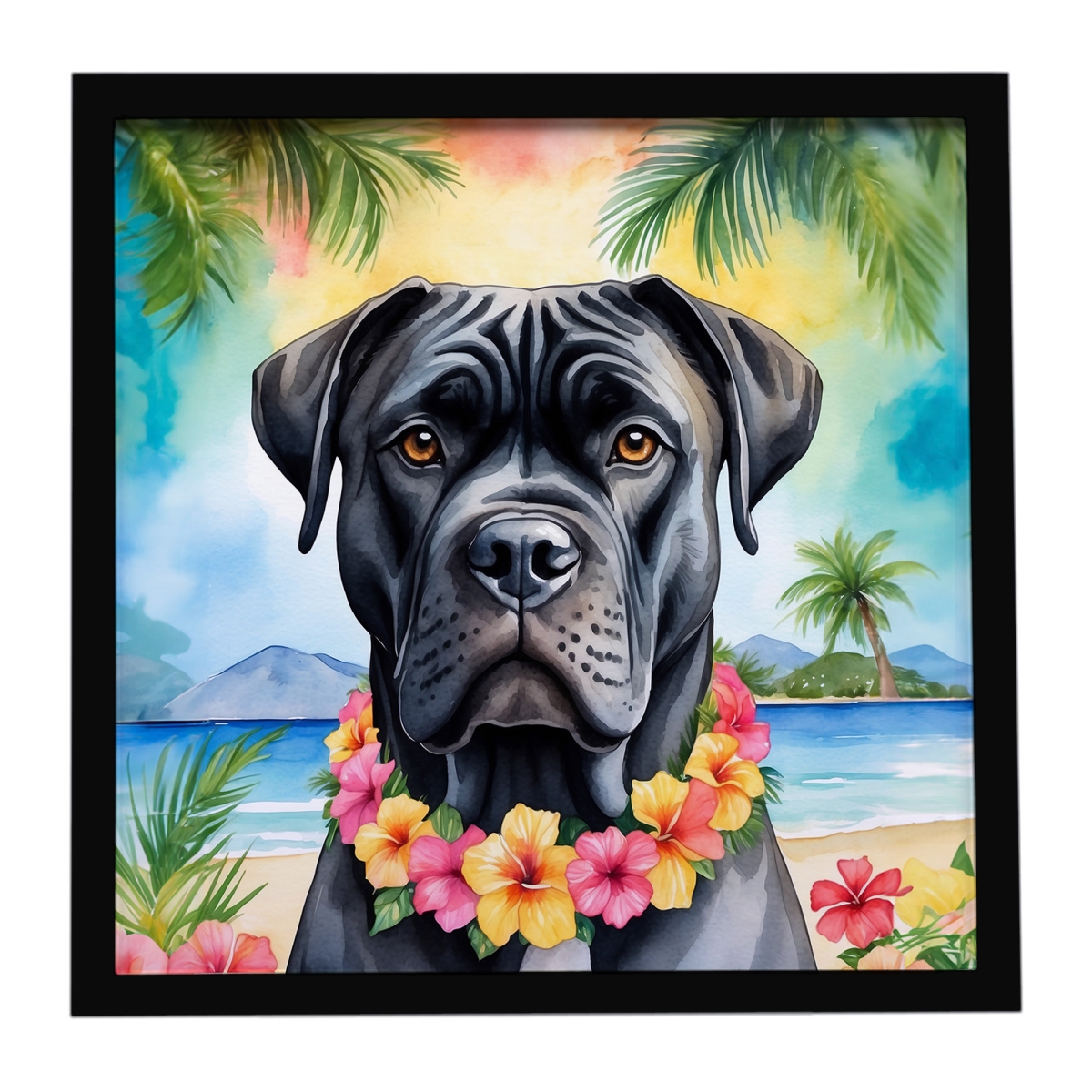 DAC6398MFP88 8 x 8 in. Cane Corso Luau Framed Metal Print