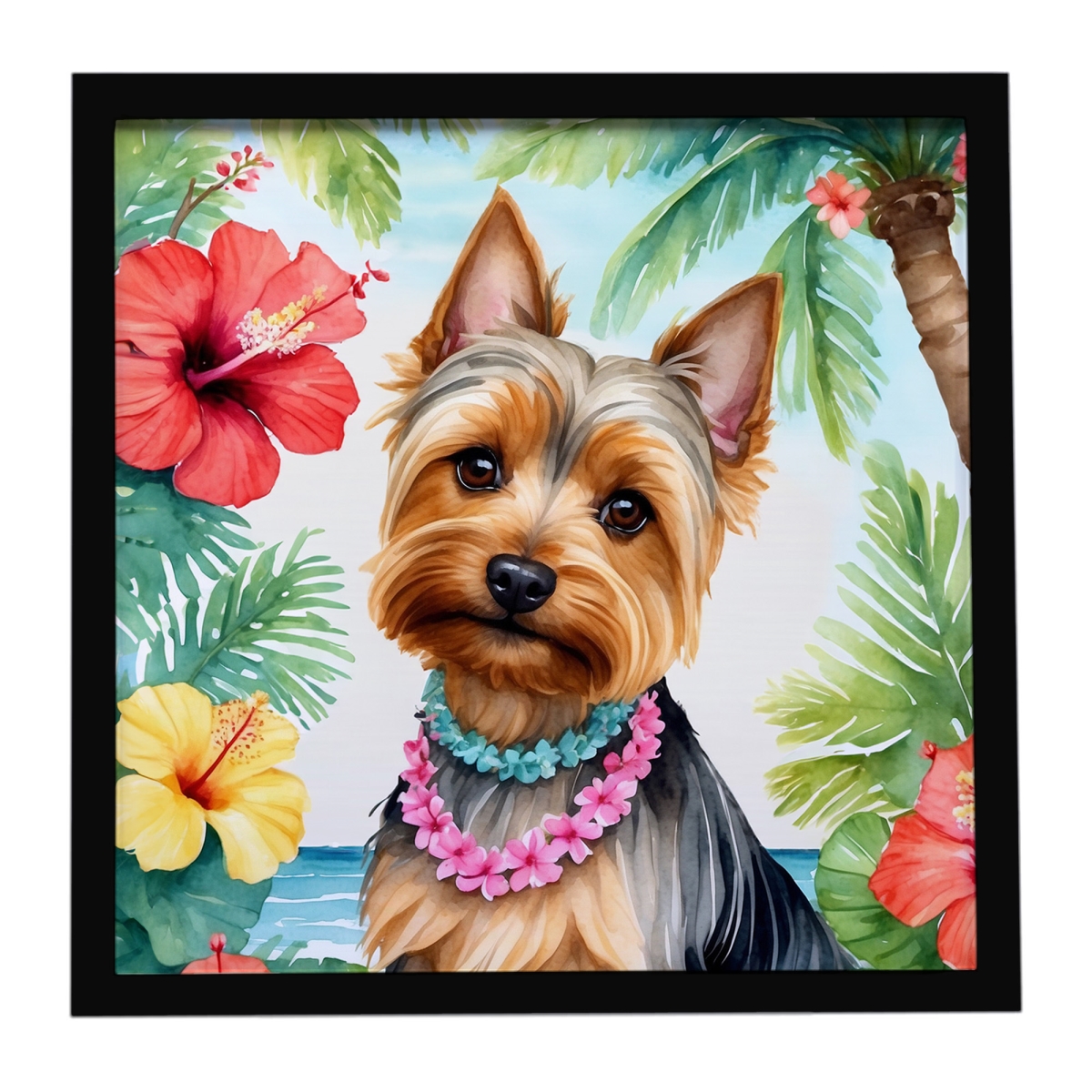 DAC6523MFP88 8 x 8 in. Silky Terrier Luau Framed Metal Print