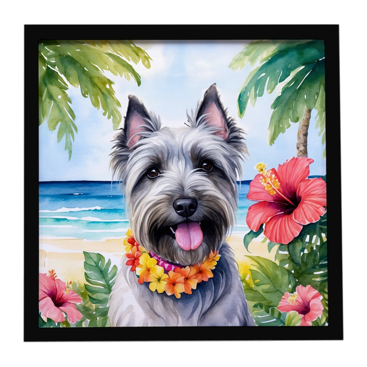 DAC6524MFP88 8 x 8 in. Skye Terrier Luau Framed Metal Print