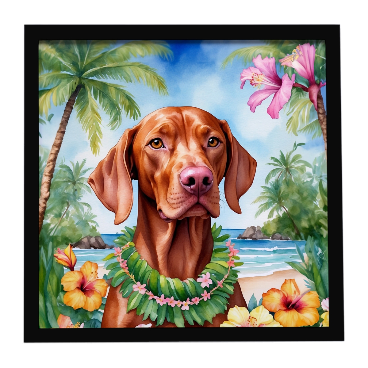 DAC6530MFP88 8 x 8 in. Vizsla Luau Framed Metal Print