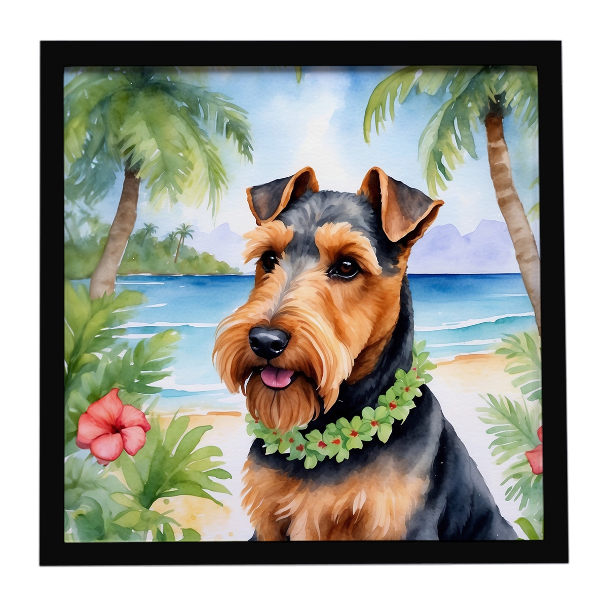 DAC6533MFP88 8 x 8 in. Welsh Terrier Luau Framed Metal Print