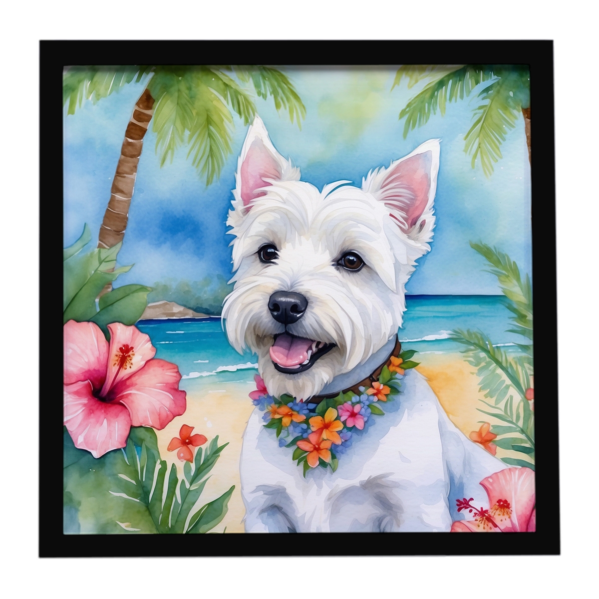 DAC6534MFP88 8 x 8 in. Westie Luau Framed Metal Print