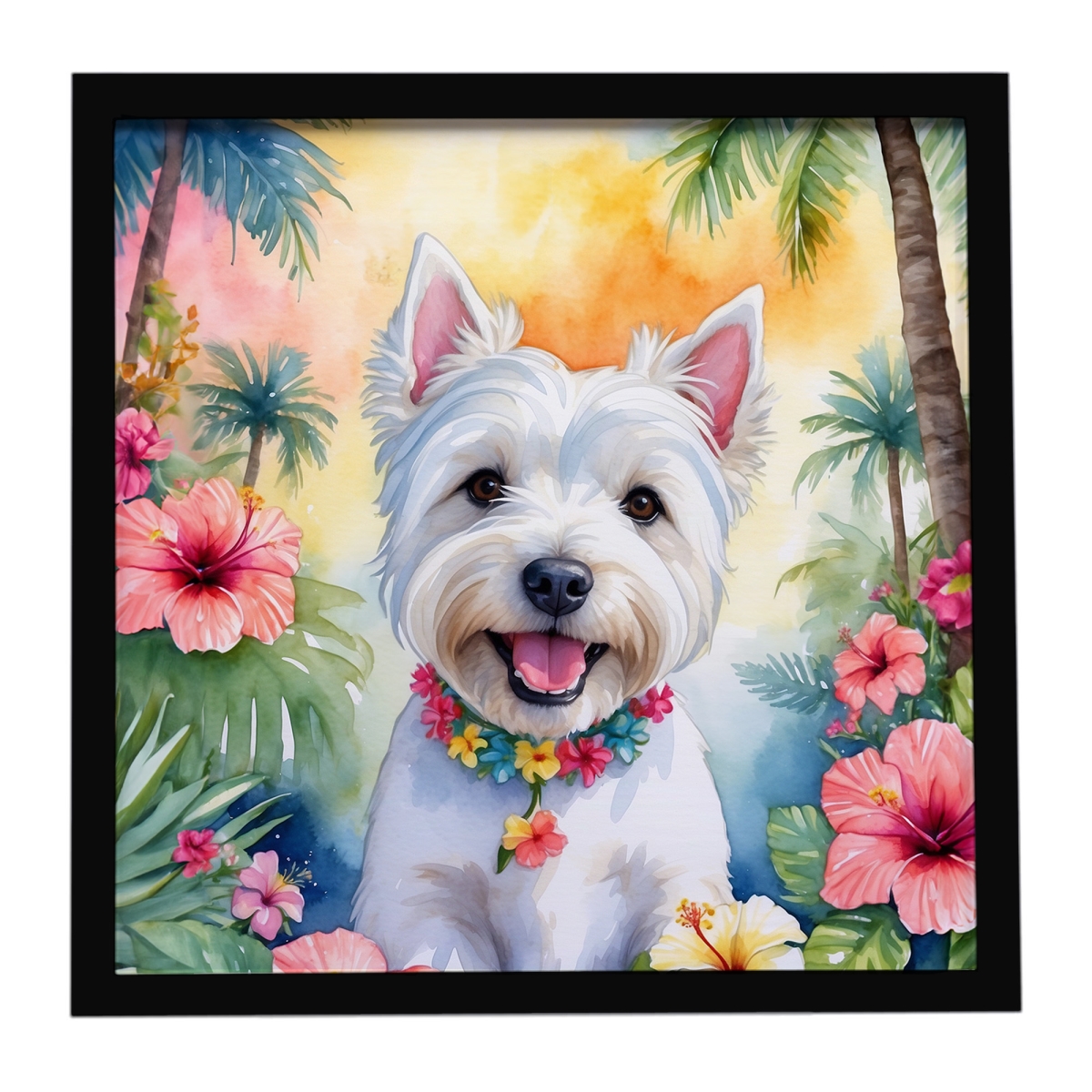 DAC6535MFP88 8 x 8 in. Westie Luau Framed Metal Print
