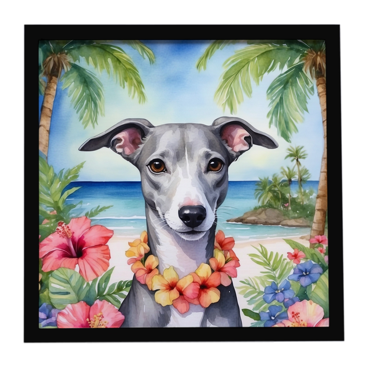 DAC6537MFP88 8 x 8 in. Whippet Luau Framed Metal Print