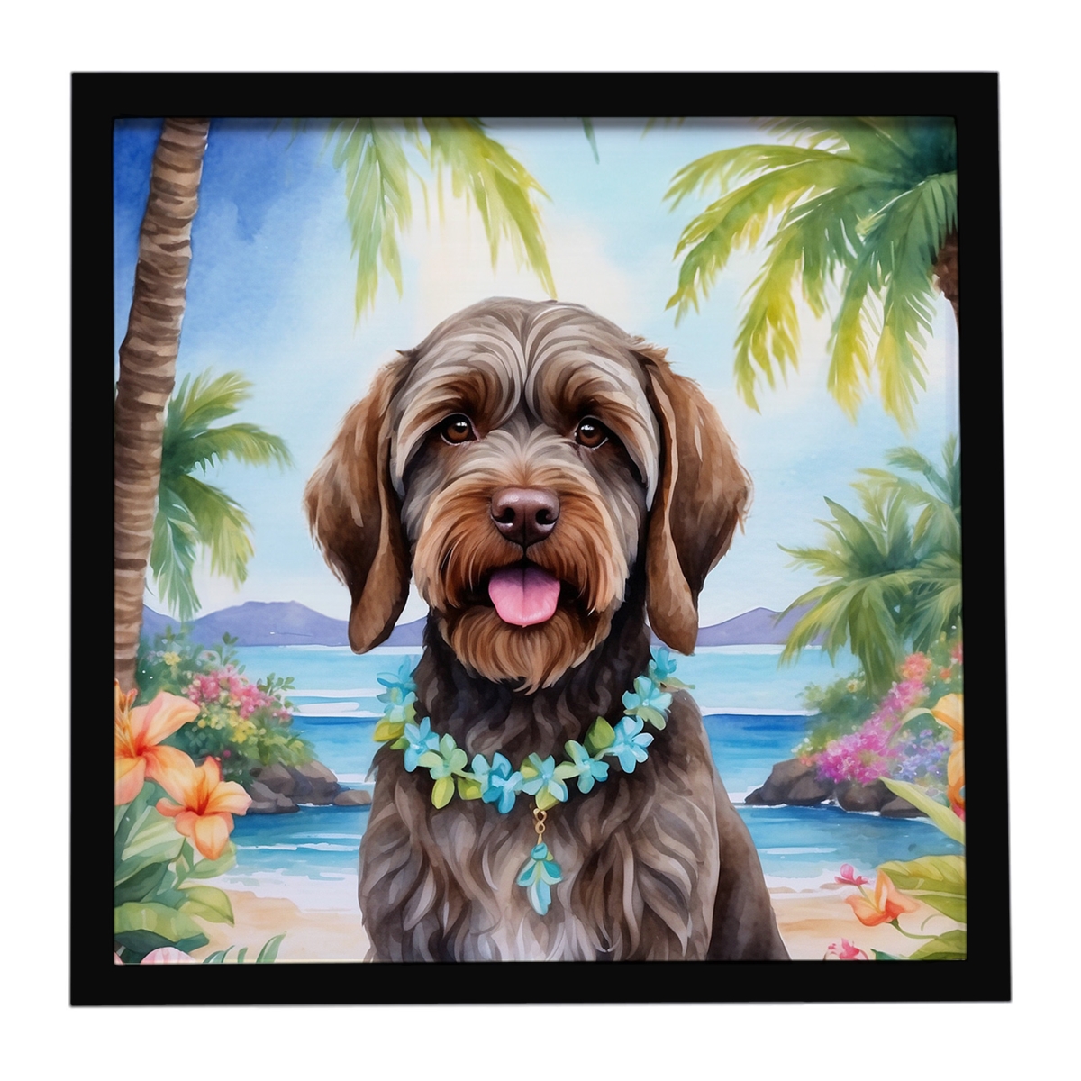 DAC6539MFP88 8 x 8 in. Wirehaired Pointing Griffon Luau Framed Metal Print