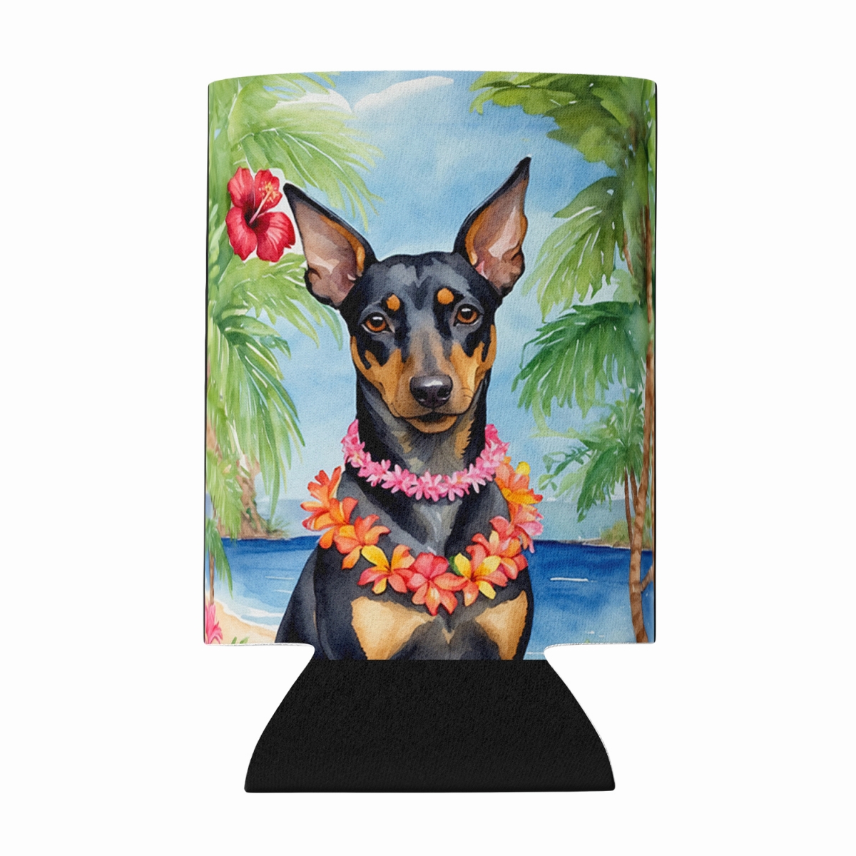 DAC6474CC 5 x 3 in. Manchester Terrier Luau Can or Bottle Hugger