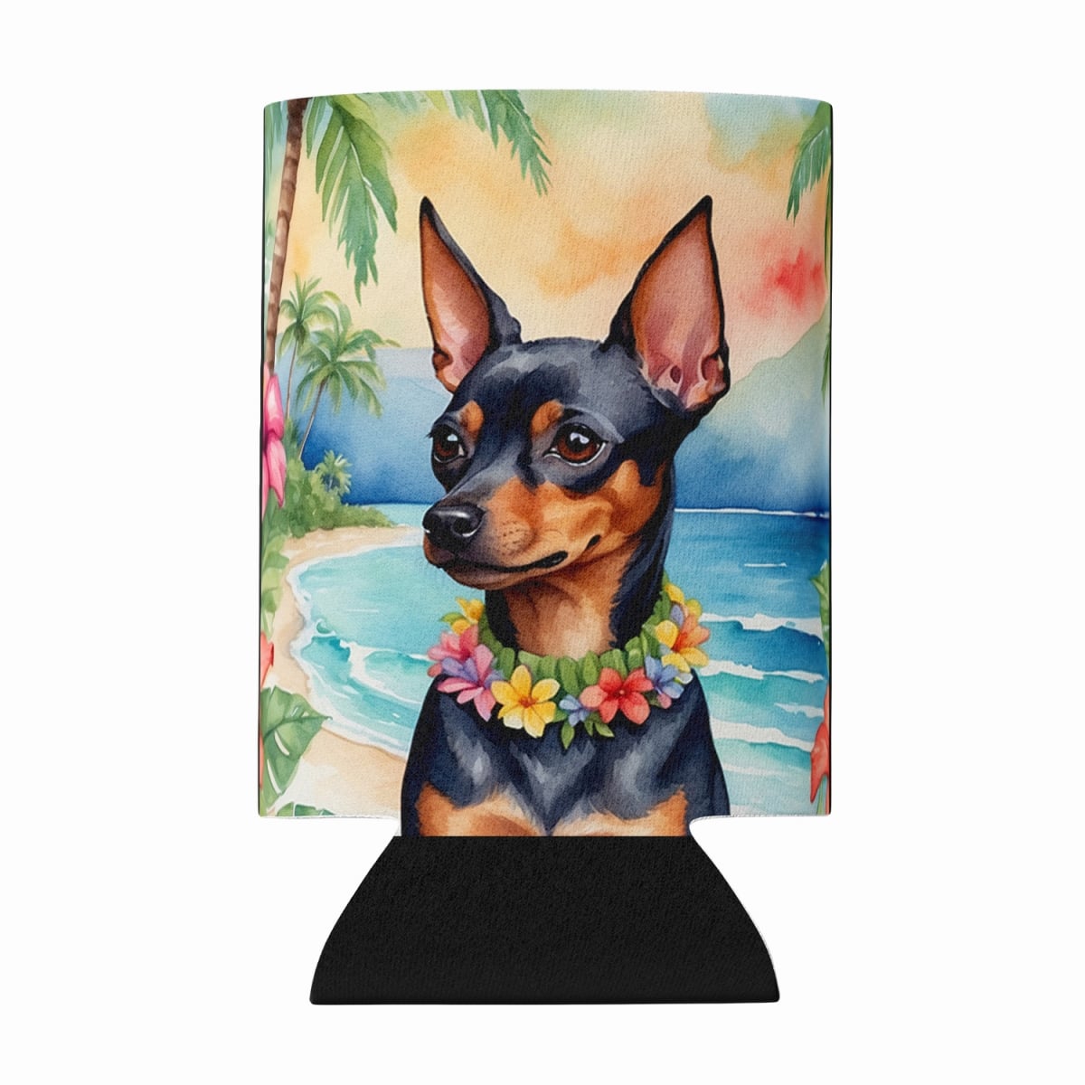 DAC6476CC 5 x 3 in. Miniature Pinscher Luau Can or Bottle Hugger