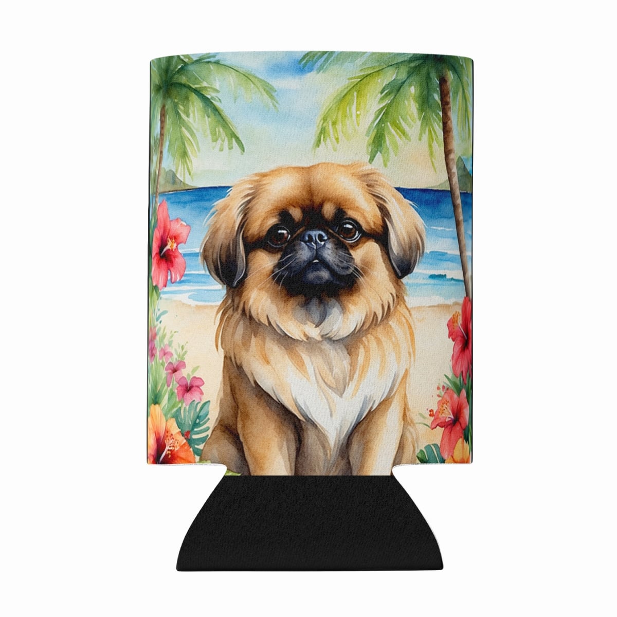 DAC6488CC 5 x 3 in. Pekingese Luau Can or Bottle Hugger