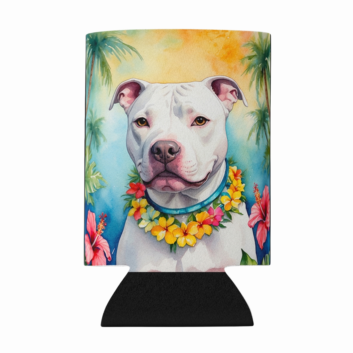 DAC6489CC 5 x 3 in. Pit Bull Terrier Luau Can or Bottle Hugger