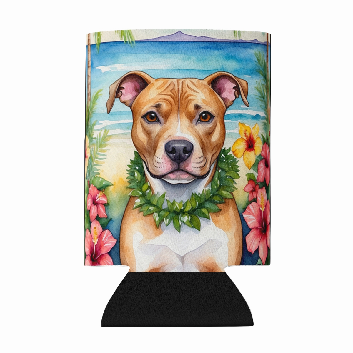 DAC6490CC 5 x 3 in. Pit Bull Terrier Luau Can or Bottle Hugger