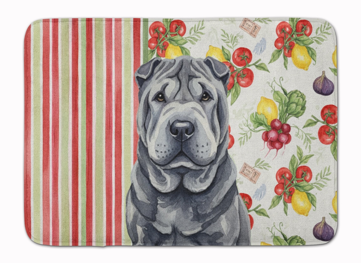 WDK8407RUG 19 x 27 in. Black Shar Pei Vegetables Memory Foam Kitchen Mat
