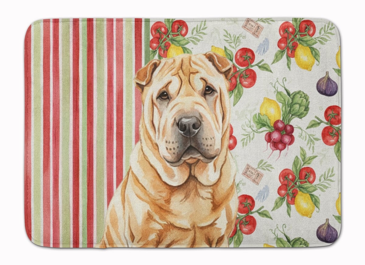 WDK8409RUG 19 x 27 in. Red Shar Pei Vegetables Memory Foam Kitchen Mat