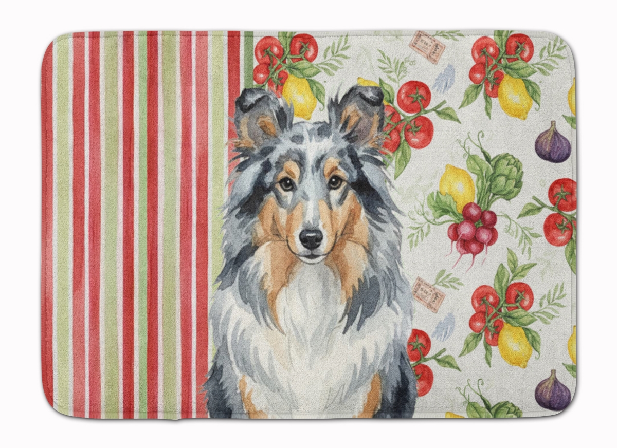 WDK8411RUG 19 x 27 in. Blue Merle Sheltie Vegetables Memory Foam Kitchen Mat