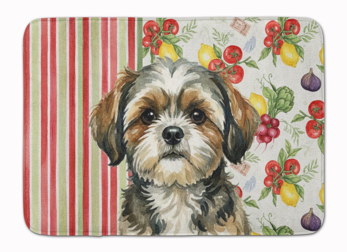 WDK8417RUG 19 x 27 in. Brindle Shih Tzu Vegetables Memory Foam Kitchen Mat