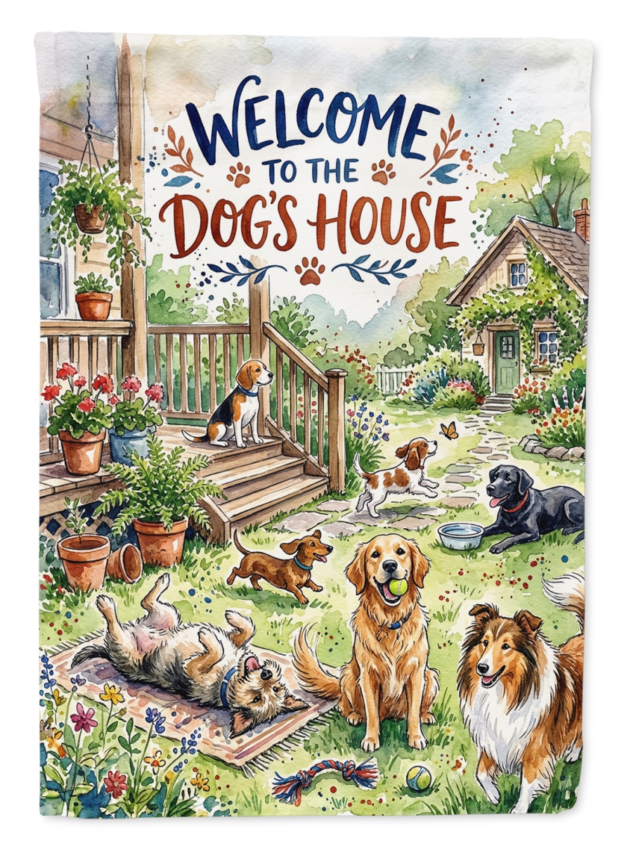 FNT1497CHF 40 x 28 in. Multi Breed Dog Welcome House Flag