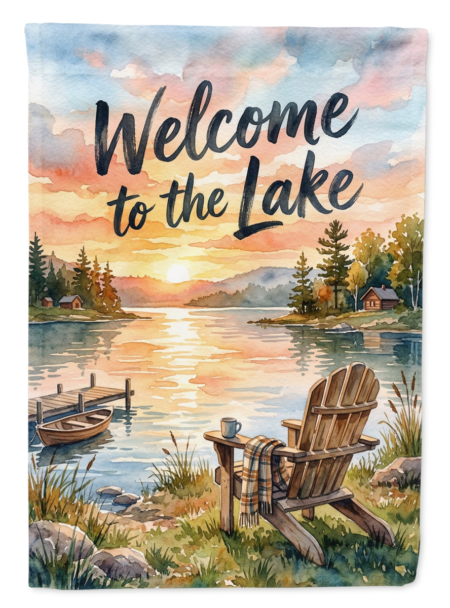 FNT1500CHF 40 x 28 in. Lake Sunset Welcome House Flag