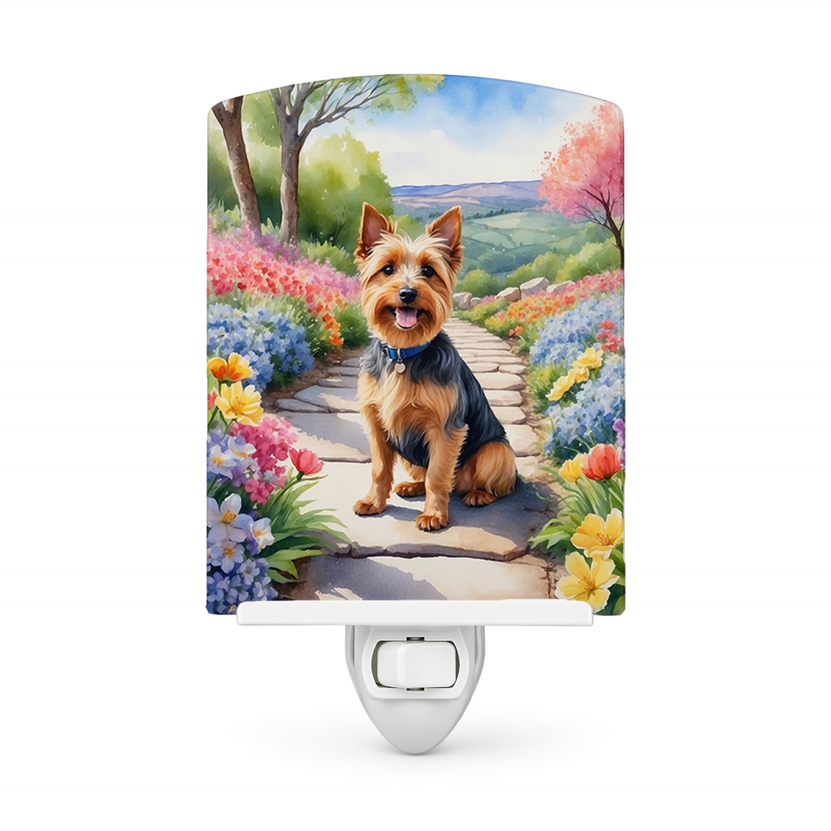 DAC6557CNL 6 x 4 in. Australian Terrier Spring Garden Ceramic Night Light