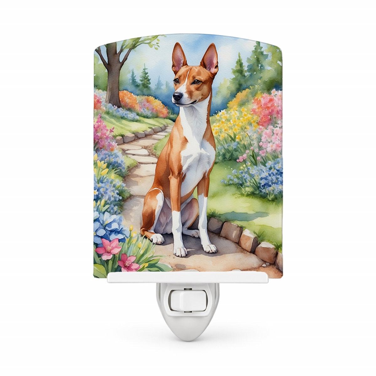 DAC6558CNL 6 x 4 in. Basenji Spring Garden Ceramic Night Light