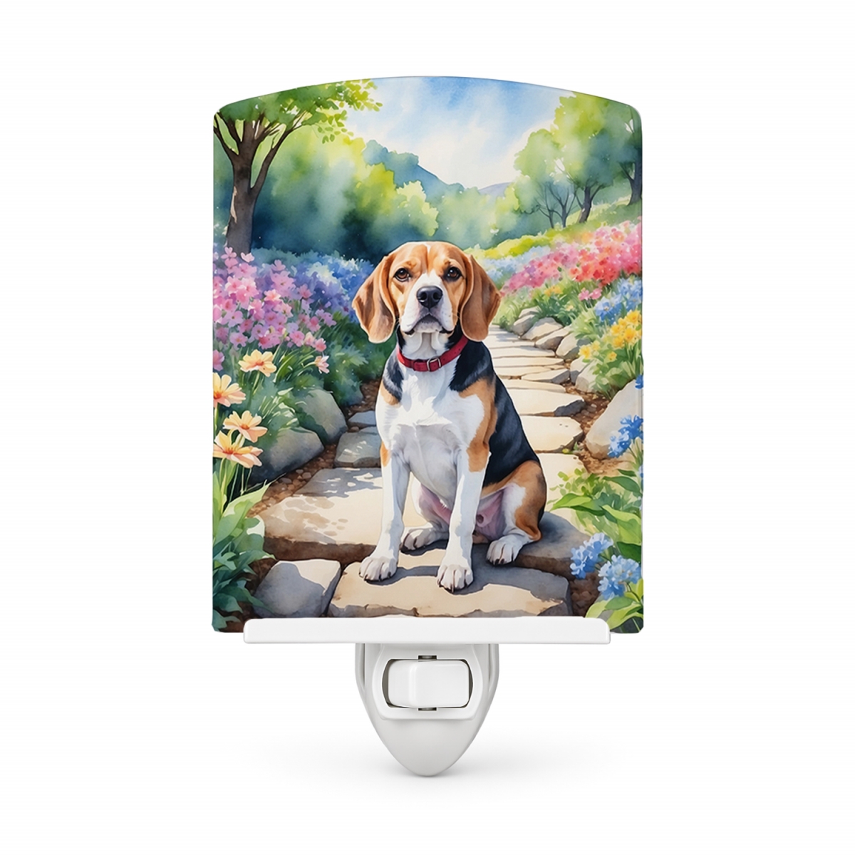 DAC6560CNL 6 x 4 in. Beagle Spring Garden Ceramic Night Light