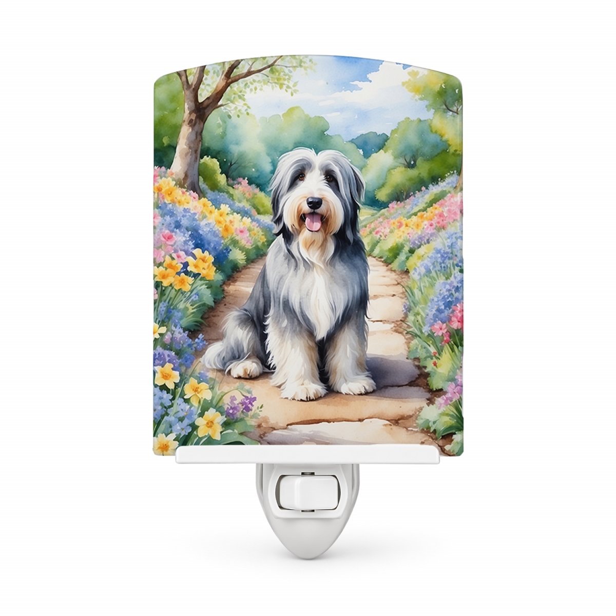 DAC6561CNL 6 x 4 in. Bearded Collie Spring Garden Ceramic Night Light