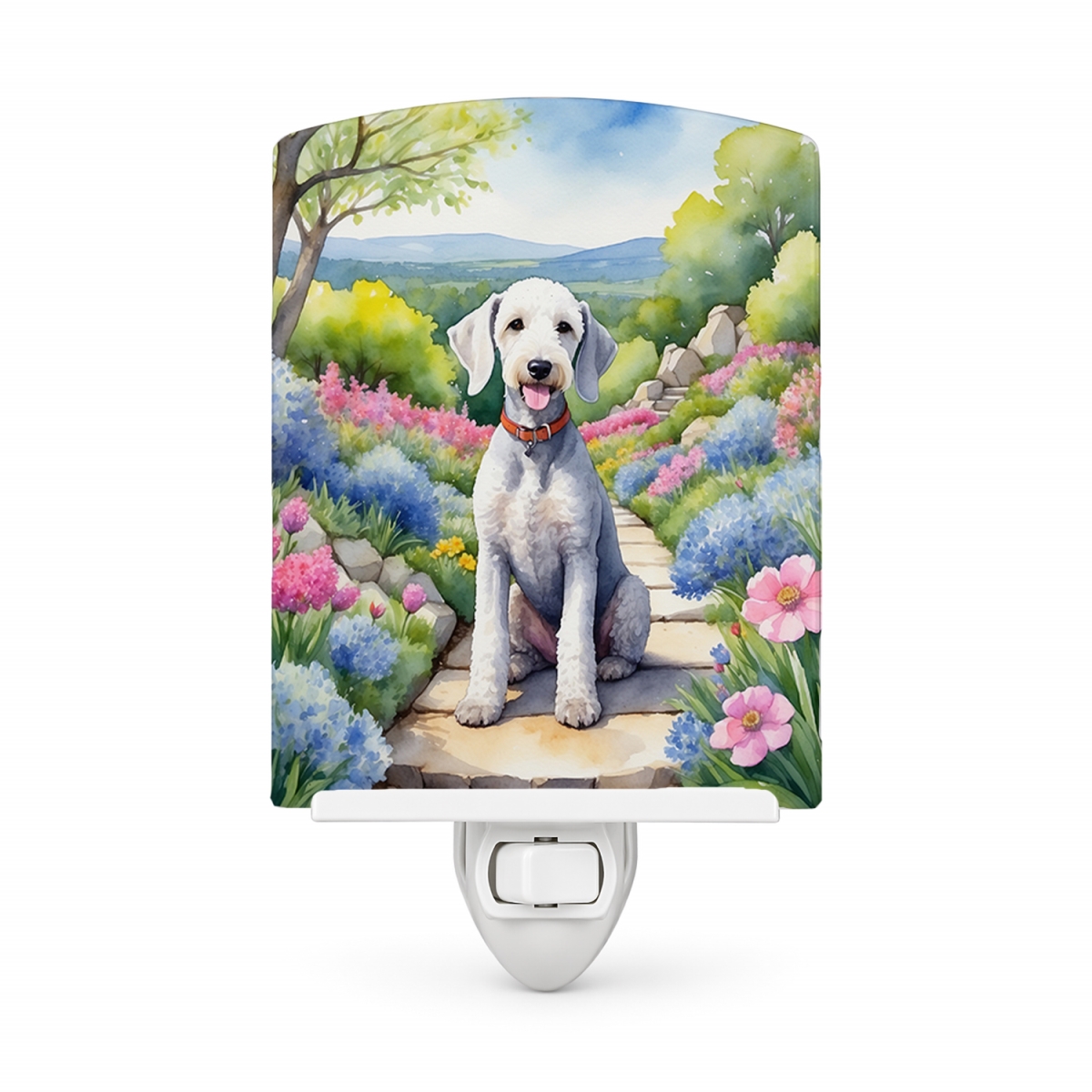 DAC6562CNL 6 x 4 in. Bedlington Terrier Spring Garden Ceramic Night Light