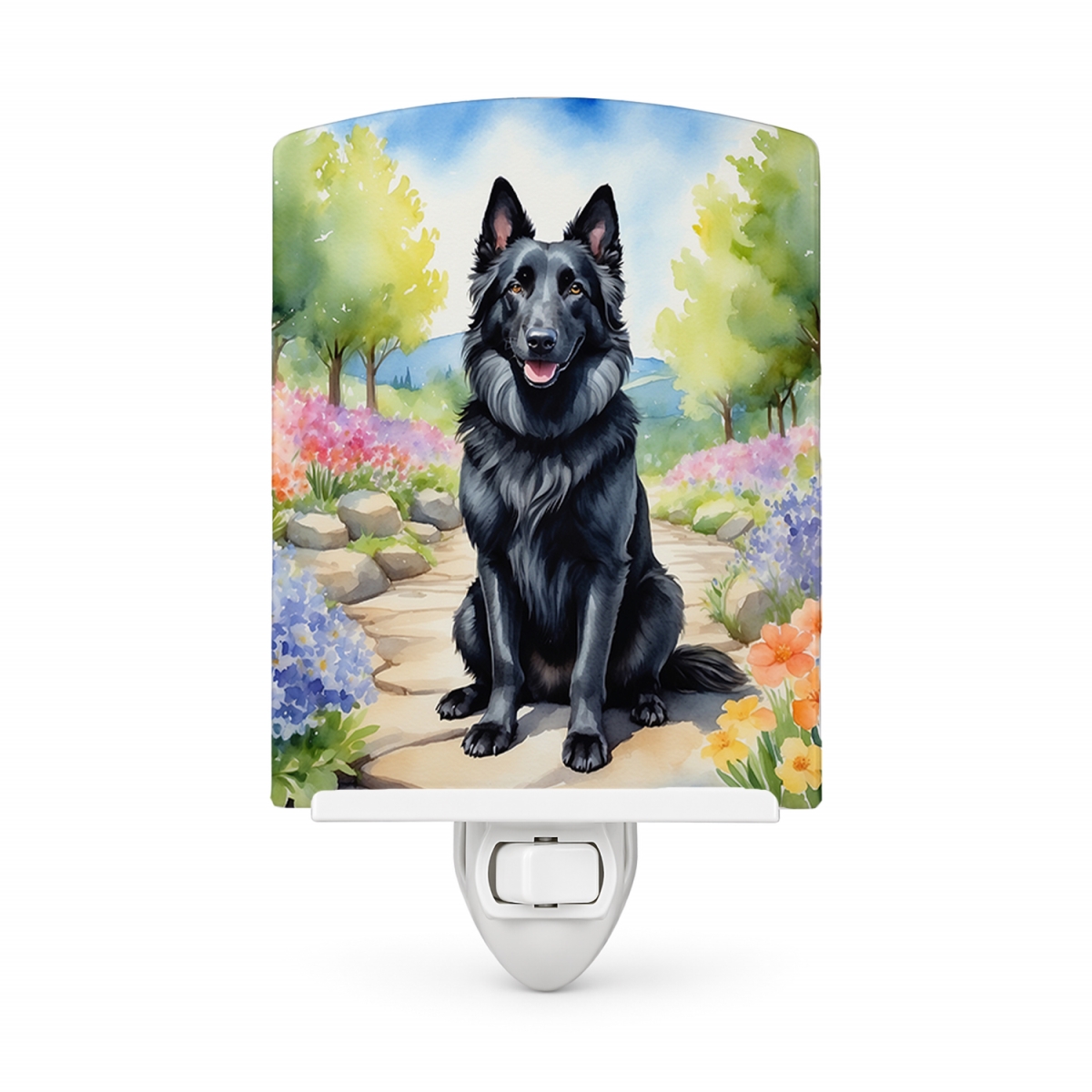 DAC6564CNL 6 x 4 in. Belgian Sheepdog Spring Path Ceramic Night Light