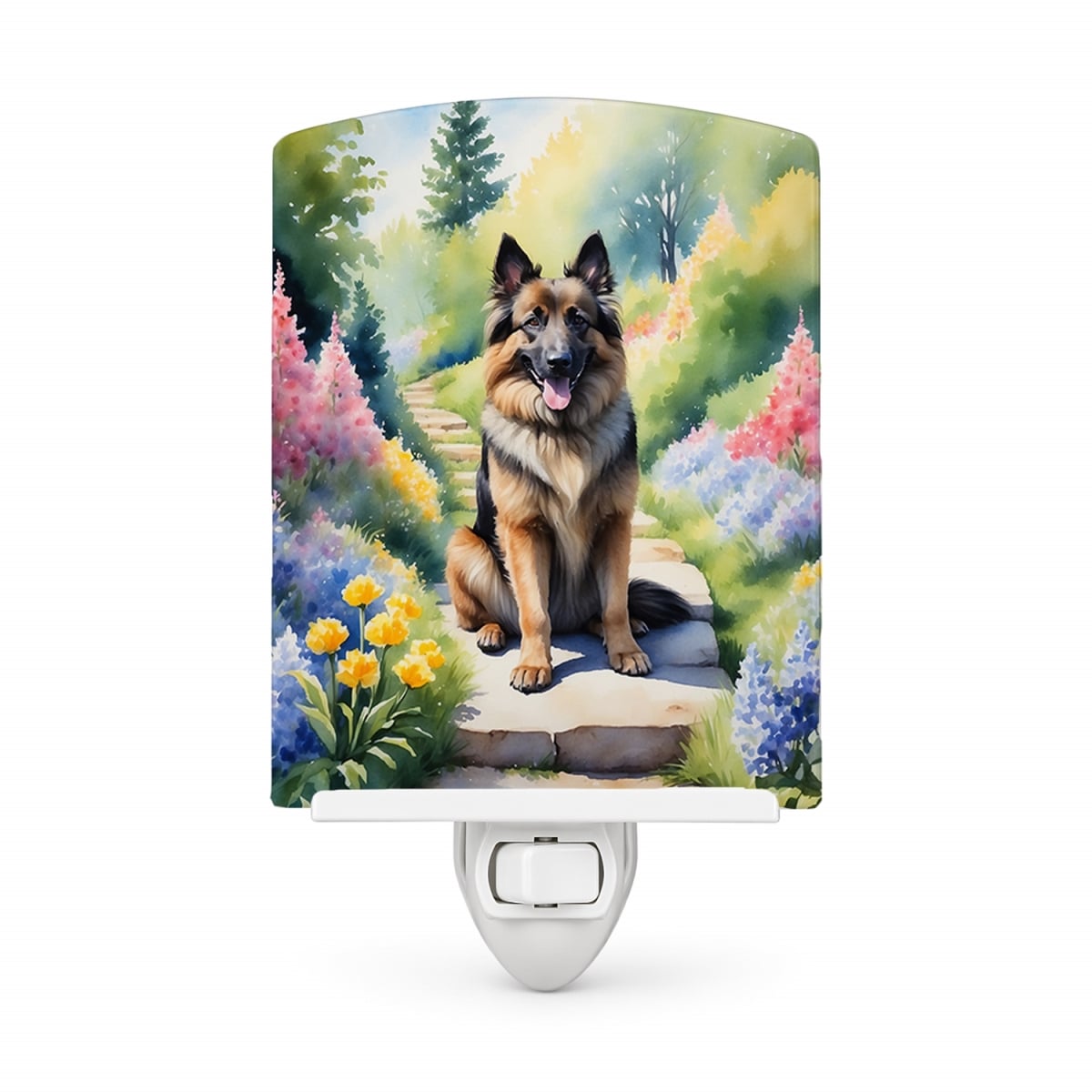 DAC6565CNL 6 x 4 in. Belgian Tervuren Spring Path Ceramic Night Light