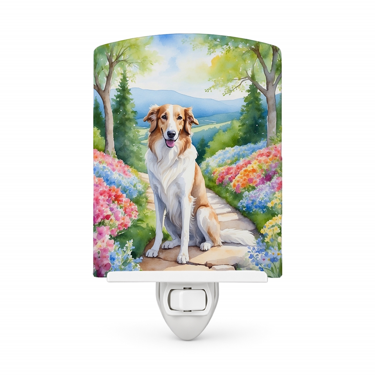 DAC6575CNL 6 x 4 in. Borzoi Spring Path Ceramic Night Light