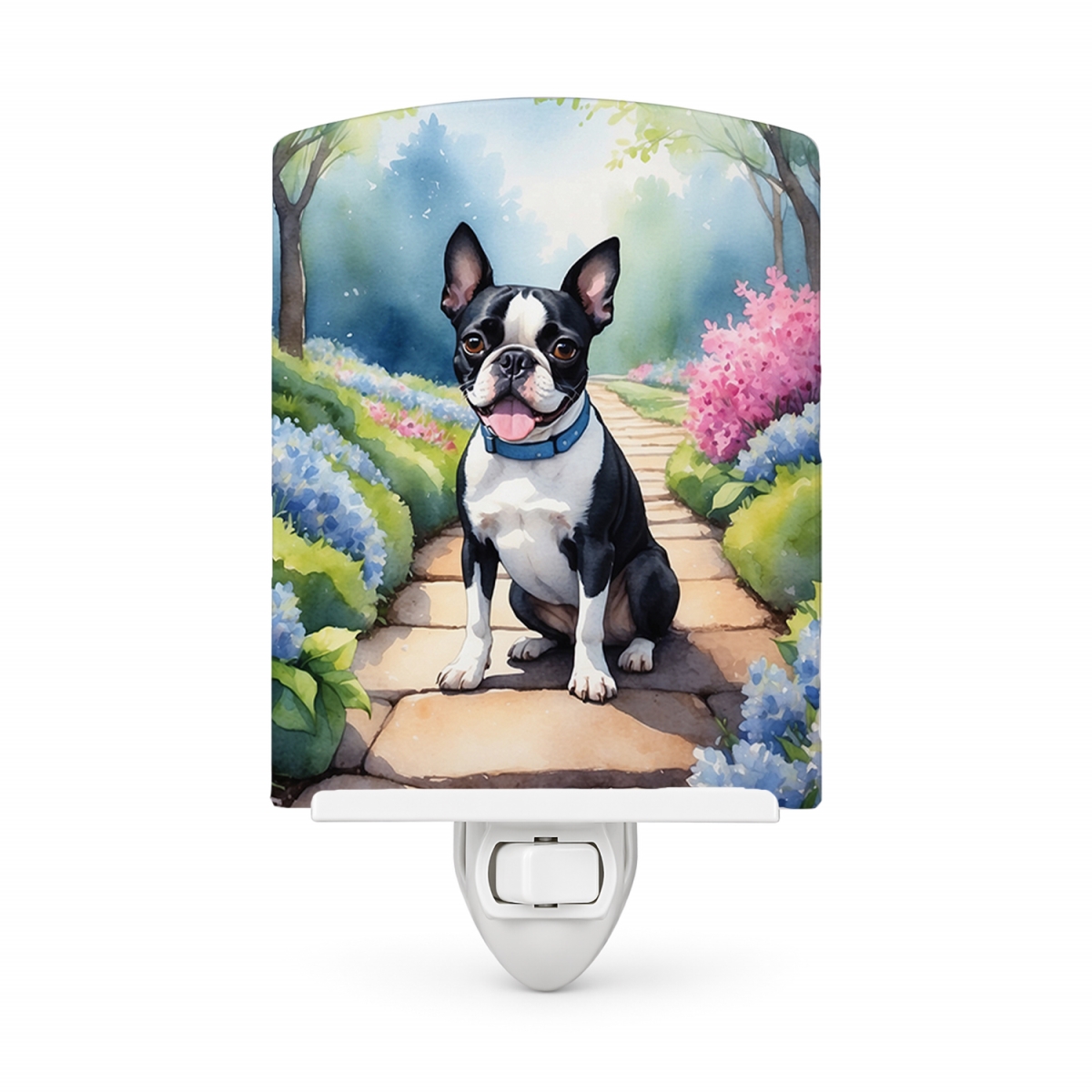 DAC6578CNL 6 x 4 in. Boston Terrier Spring Path Ceramic Night Light