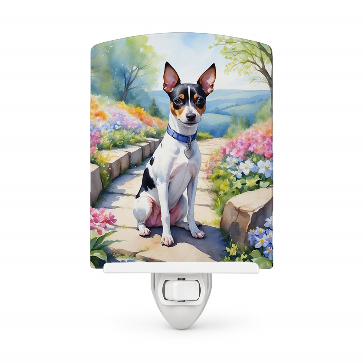 DAC6702CNL 6 x 4 in. Rat Terrier Spring Path Ceramic Night Light
